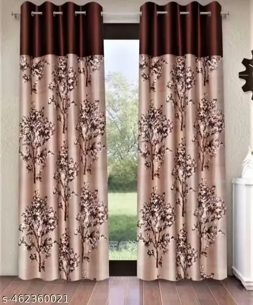 T.B.H. Handloom Presents new Patch Curtain pack of 2 (Coffe)